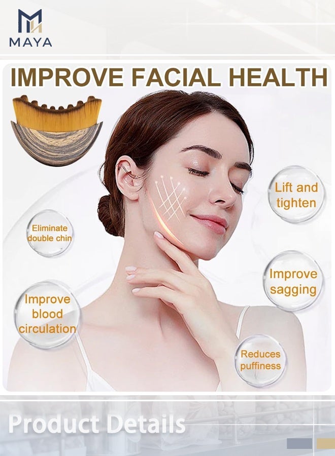 مايا فرشاة تحديد ملامح الوجه اللمفاوية، فرشاة تنظيف الوجه الجافة، مدلك تصريف لمفاوي للوجه والذقن وخط الفك، مصممة هندسياً لتناسب البشرة بدقة وتخفف التعب (فرشاة + غطاء) - Image 3